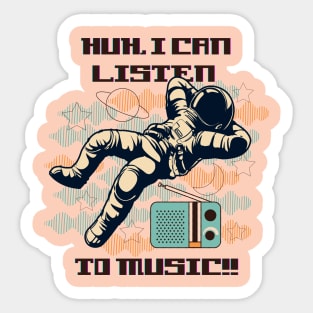 Astronaut listening to music, funny vintage design Sticker